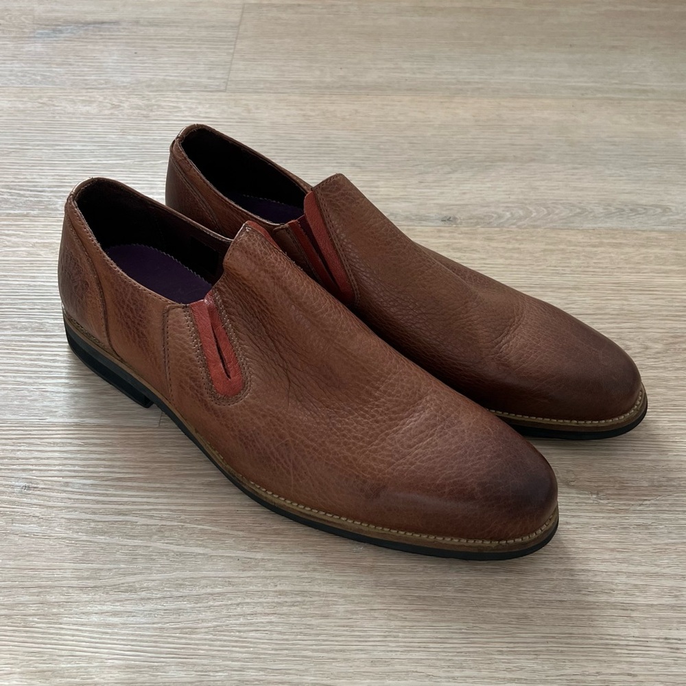 Blackstone Leather Faded Brown “Bark” Pointed Slip On Oxford Shoes